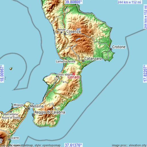 Topographic map of Cenadi