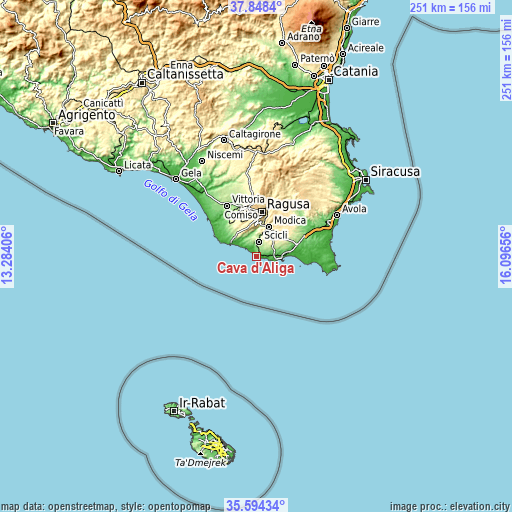 Topographic map of Cava d'Aliga