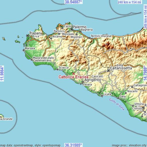 Topographic map of Cattolica Eraclea