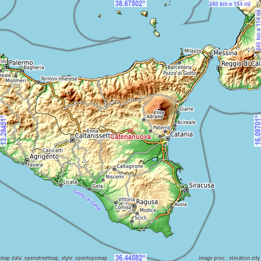 Topographic map of Catenanuova