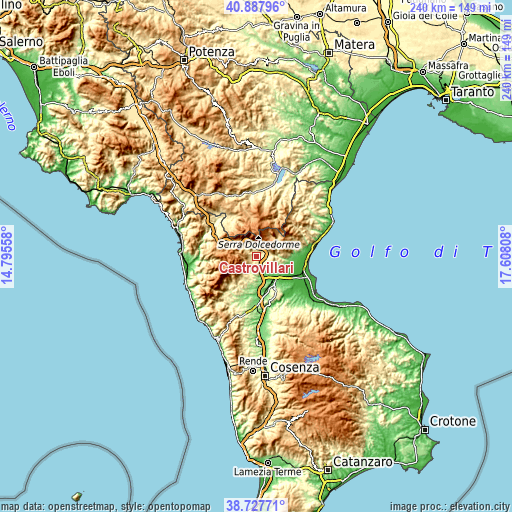 Topographic map of Castrovillari