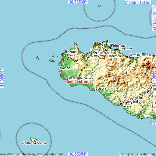 Topographic map of Castelvetrano