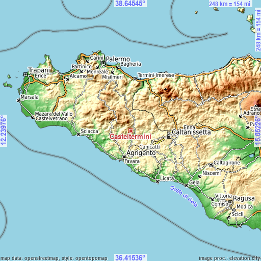 Topographic map of Casteltermini