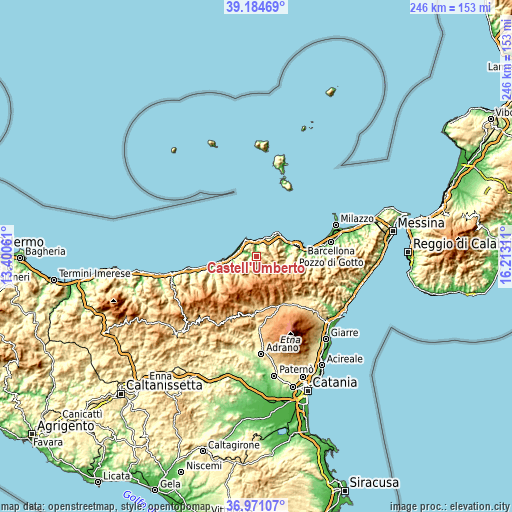 Topographic map of Castell'Umberto