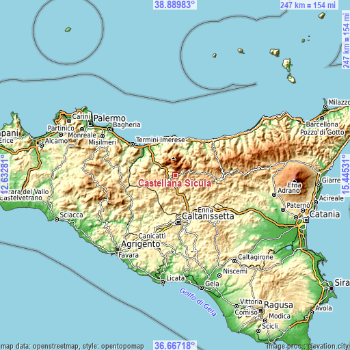 Topographic map of Castellana Sicula