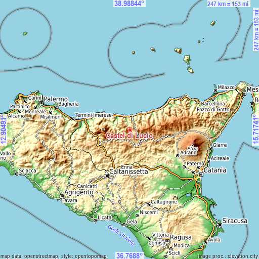 Topographic map of Castel di Lucio