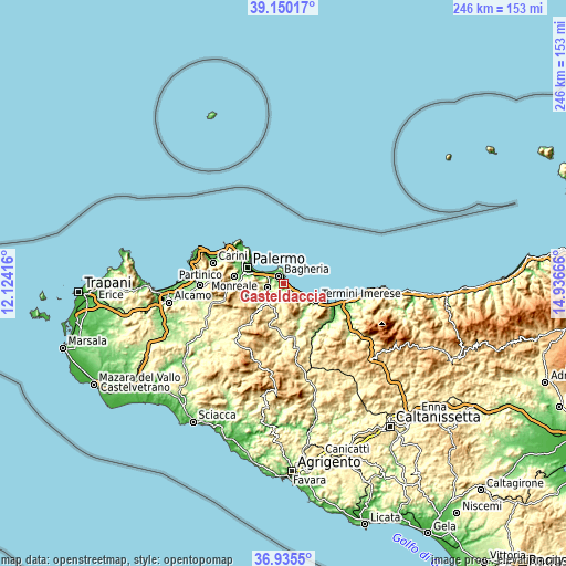 Topographic map of Casteldaccia