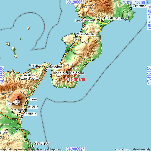 Topographic map of Casignana