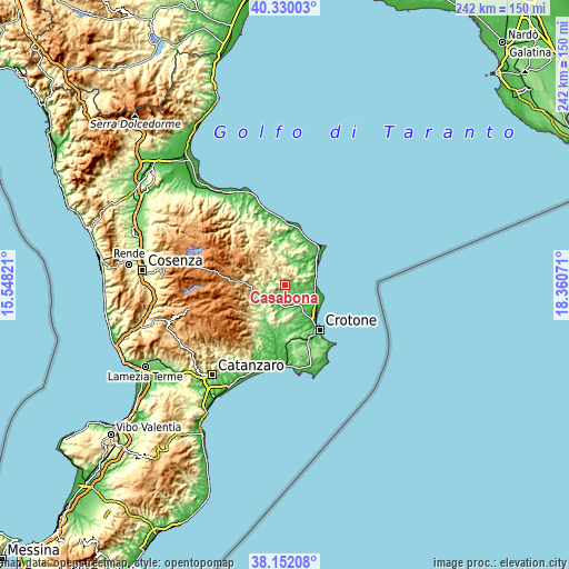 Topographic map of Casabona