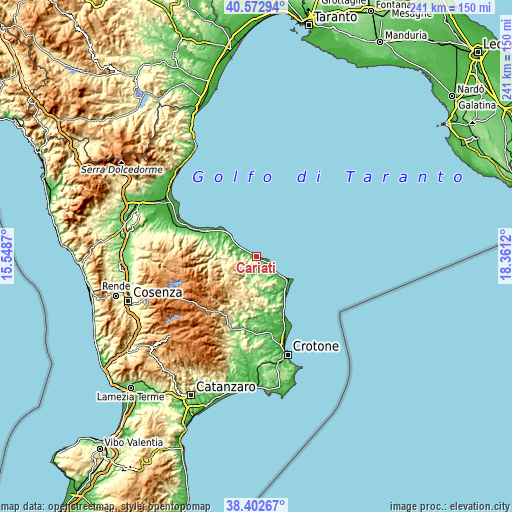 Topographic map of Cariati