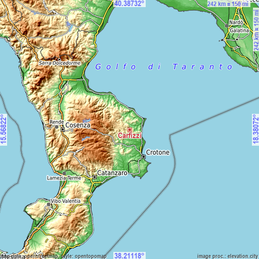 Topographic map of Carfizzi