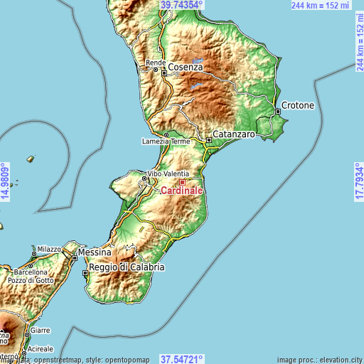 Topographic map of Cardinale