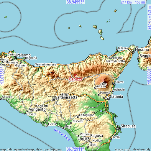 Topographic map of Capizzi