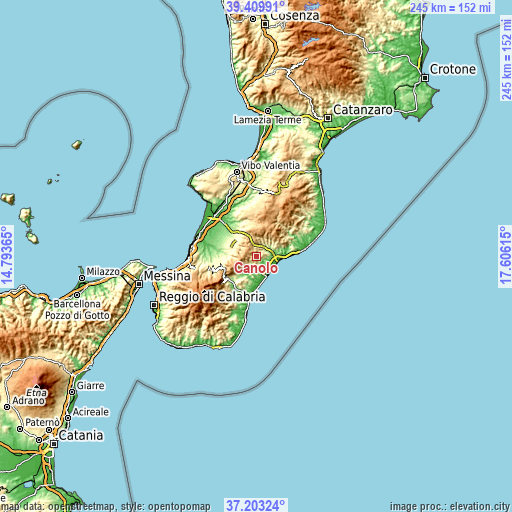 Topographic map of Canolo