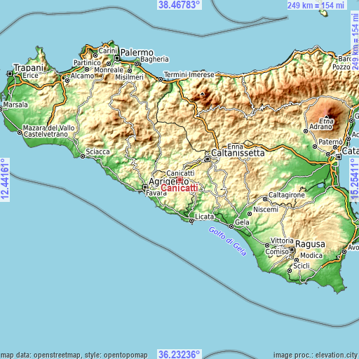 Topographic map of Canicattì