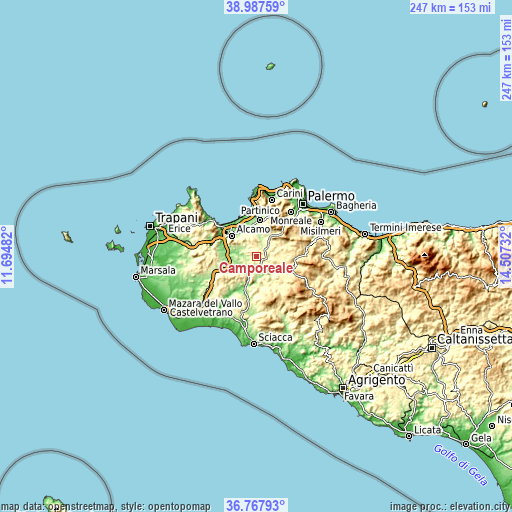 Topographic map of Camporeale