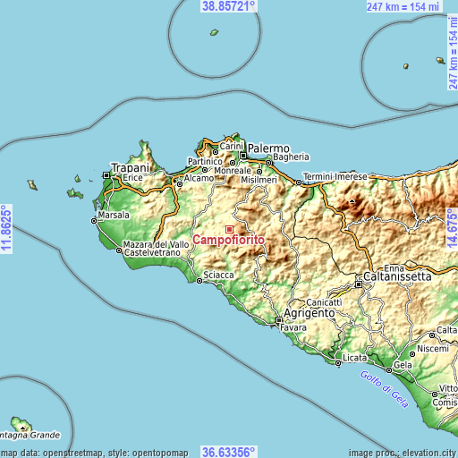 Topographic map of Campofiorito