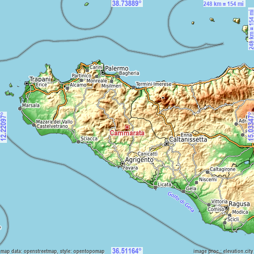 Topographic map of Cammarata