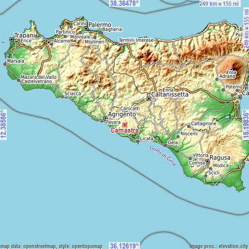 Topographic map of Camastra