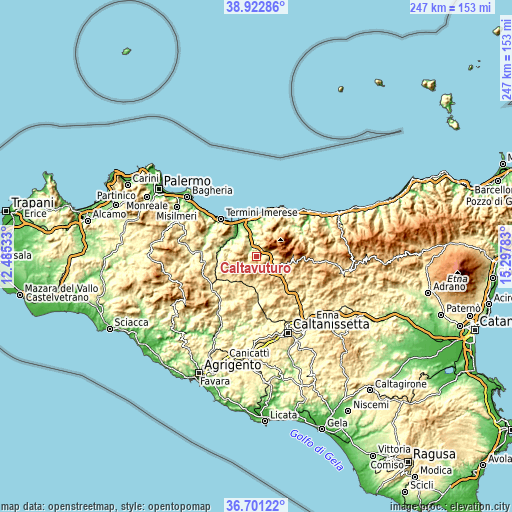 Topographic map of Caltavuturo