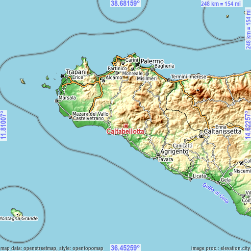 Topographic map of Caltabellotta