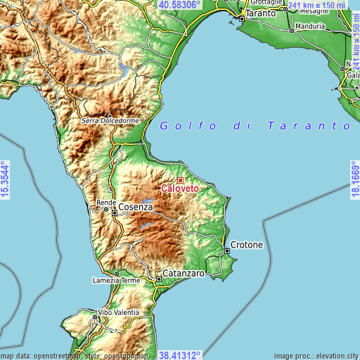 Topographic map of Caloveto