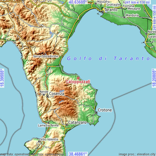 Topographic map of Caloppezzati