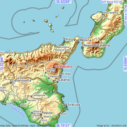 Topographic map of Calatabiano