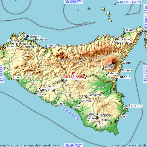 Topographic map of Calascibetta