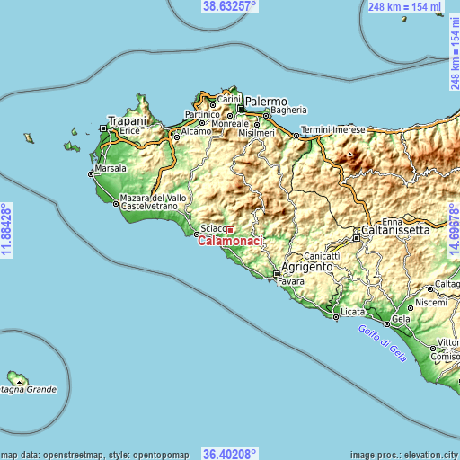 Topographic map of Calamonaci