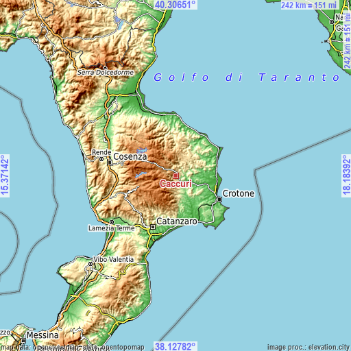 Topographic map of Caccuri