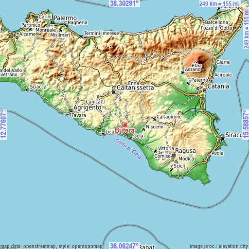Topographic map of Butera