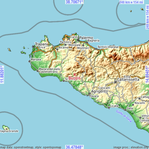 Topographic map of Burgio