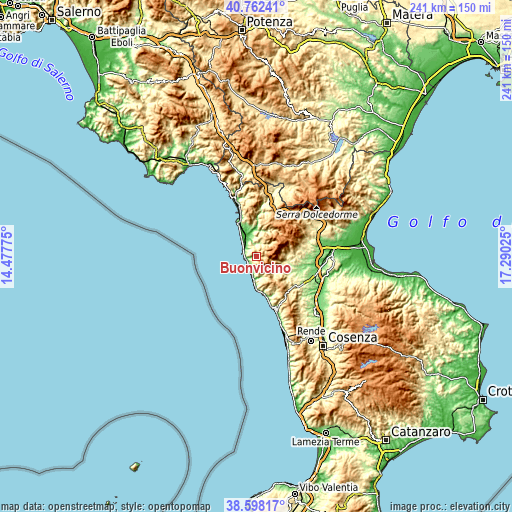 Topographic map of Buonvicino