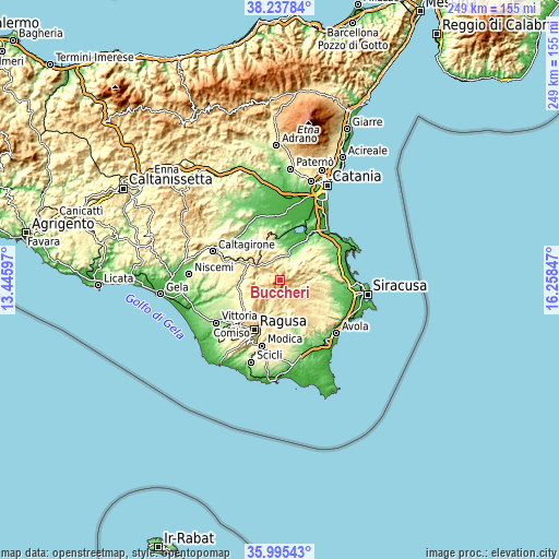 Topographic map of Buccheri