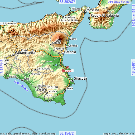 Topographic map of Brucoli