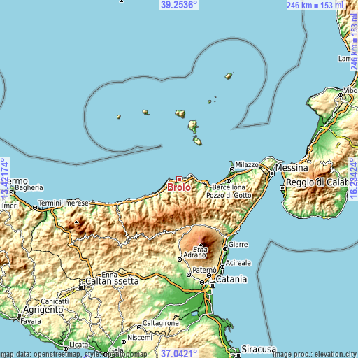 Topographic map of Brolo