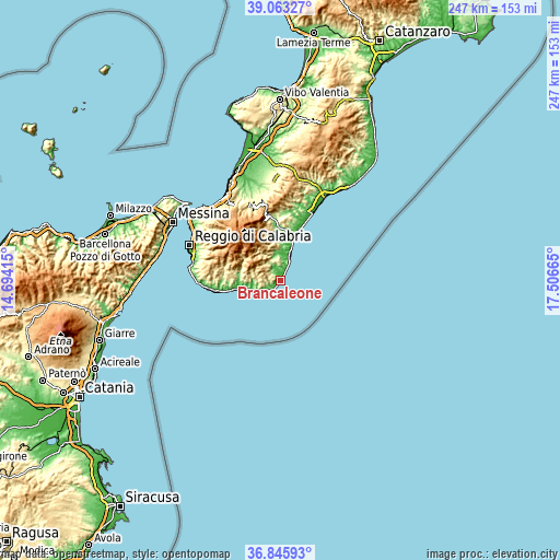 Topographic map of Brancaleone