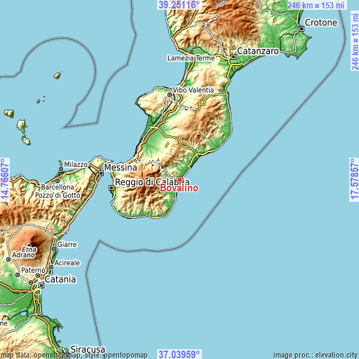 Topographic map of Bovalino