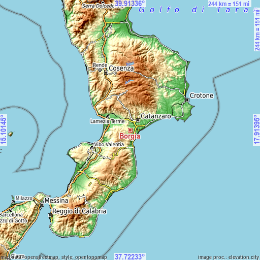 Topographic map of Borgia