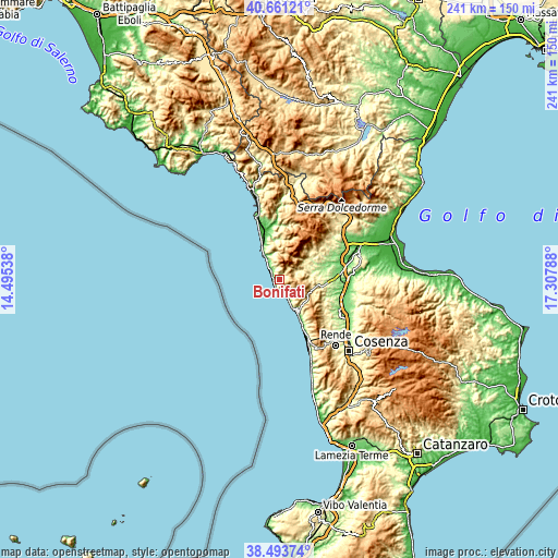 Topographic map of Bonifati