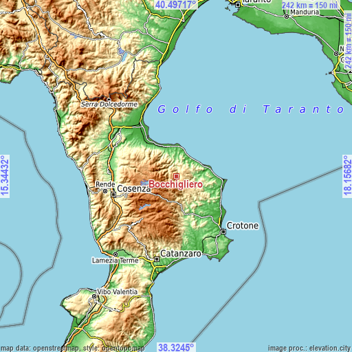 Topographic map of Bocchigliero