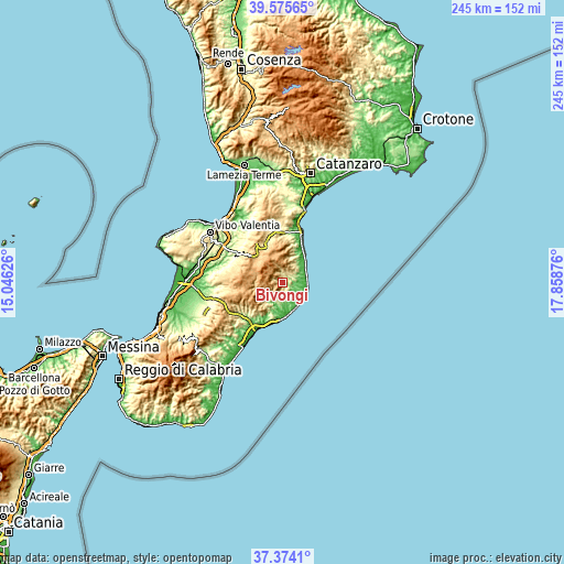 Topographic map of Bivongi