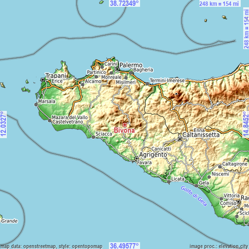 Topographic map of Bivona