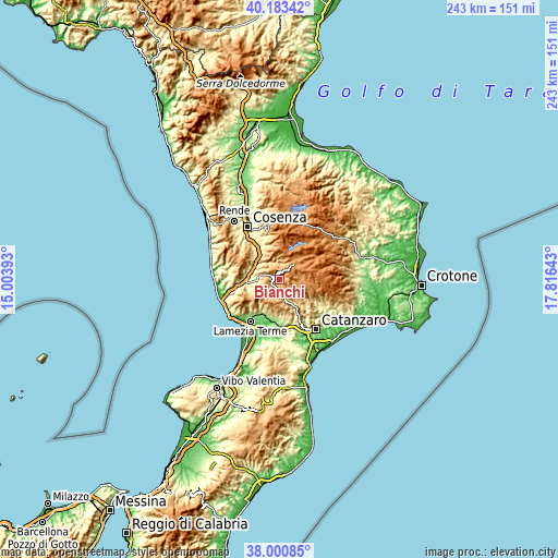 Topographic map of Bianchi