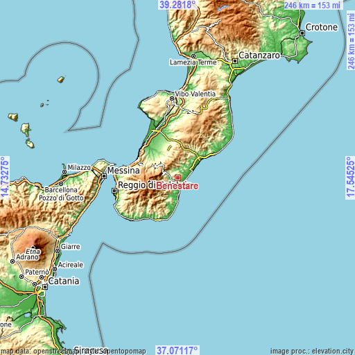 Topographic map of Benestare