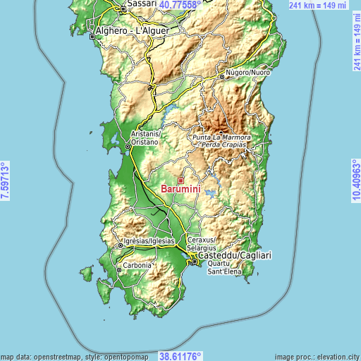 Topographic map of Barumini