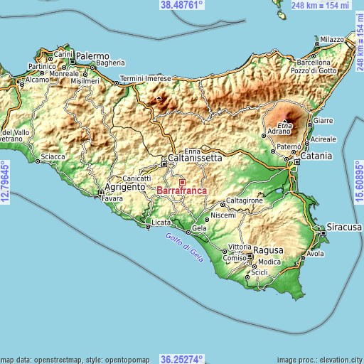 Topographic map of Barrafranca