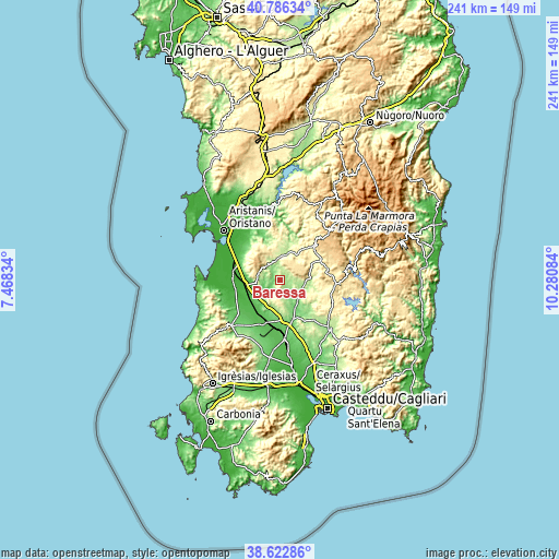 Topographic map of Baressa