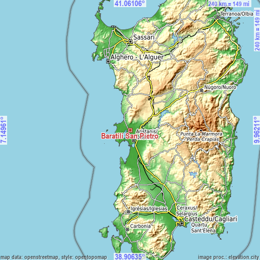 Topographic map of Baratili San Pietro